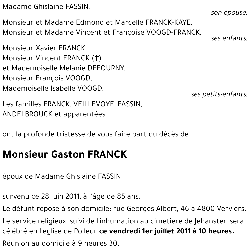 Gaston FRANCK