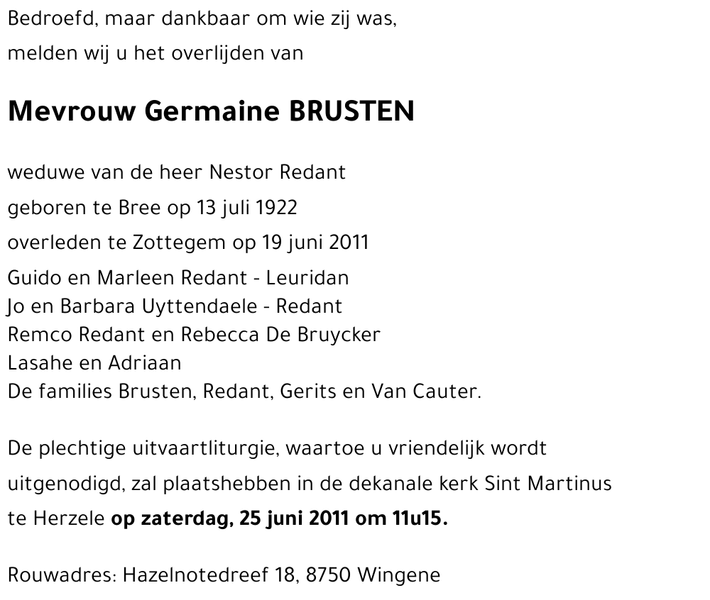 Germaine BRUSTEN