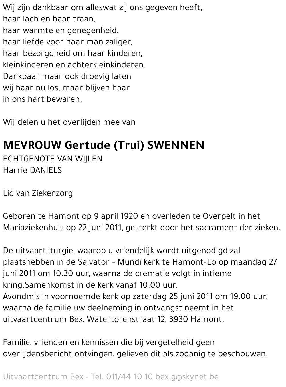 Gertude (Trui) Swennen