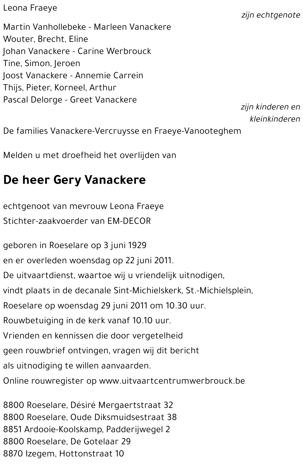 Gery VANACKERE
