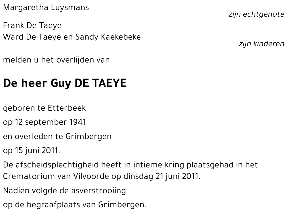 Guy DE TAEYE