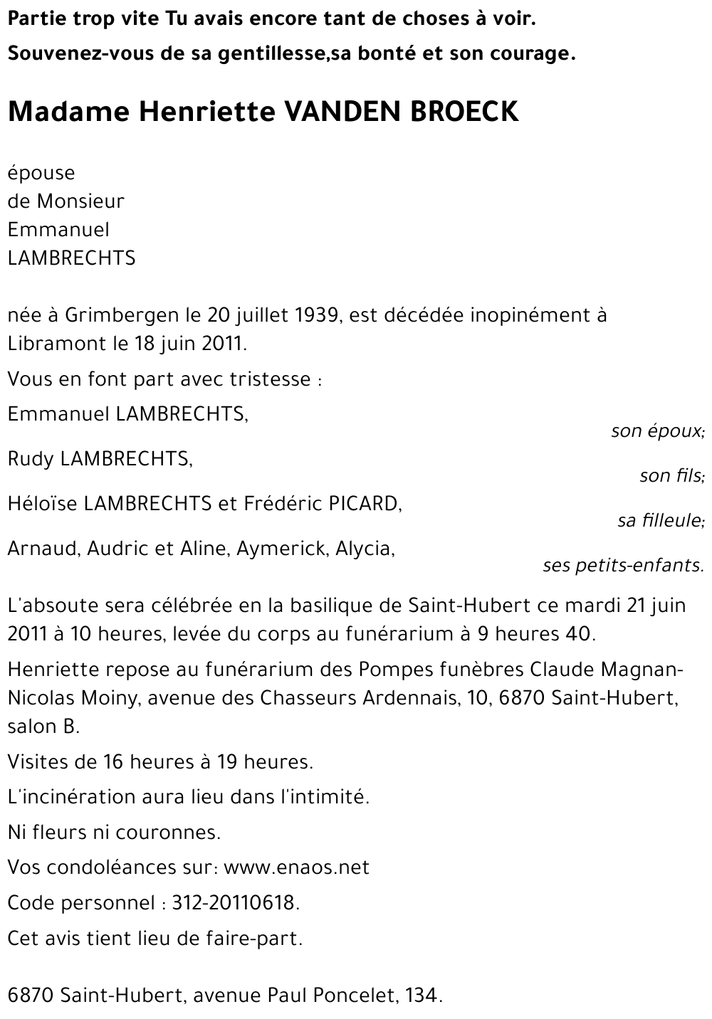Henriette VANDEN BROECK