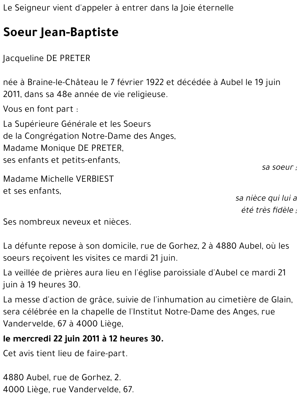 Jacqueline DE PRETER