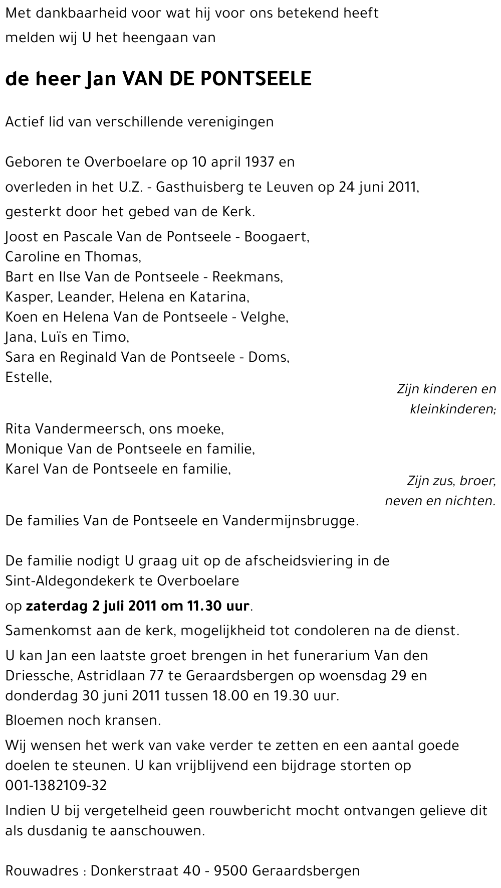 Jan VAN DE PONTSEELE