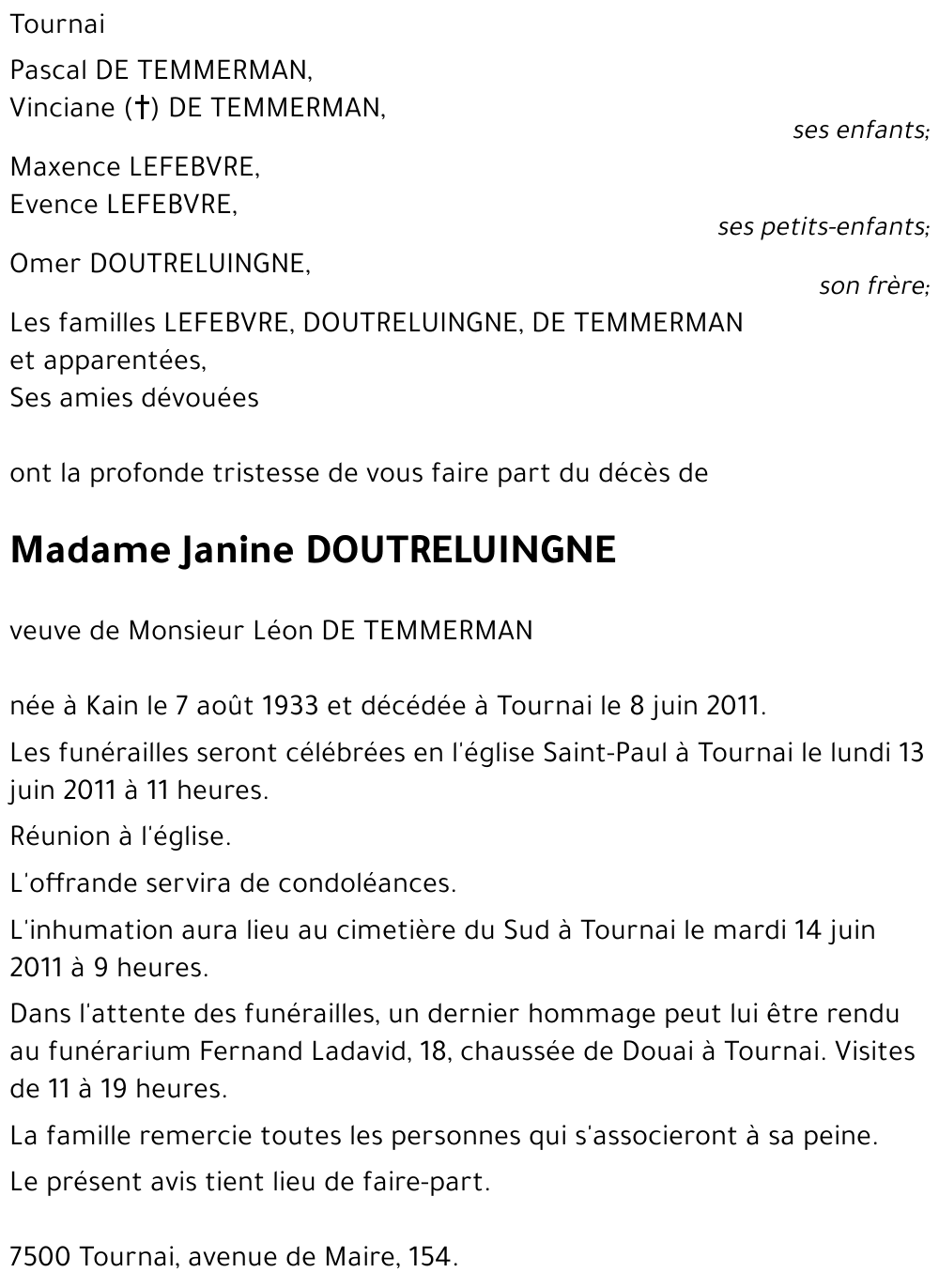 Janine DOUTRELUINGNE