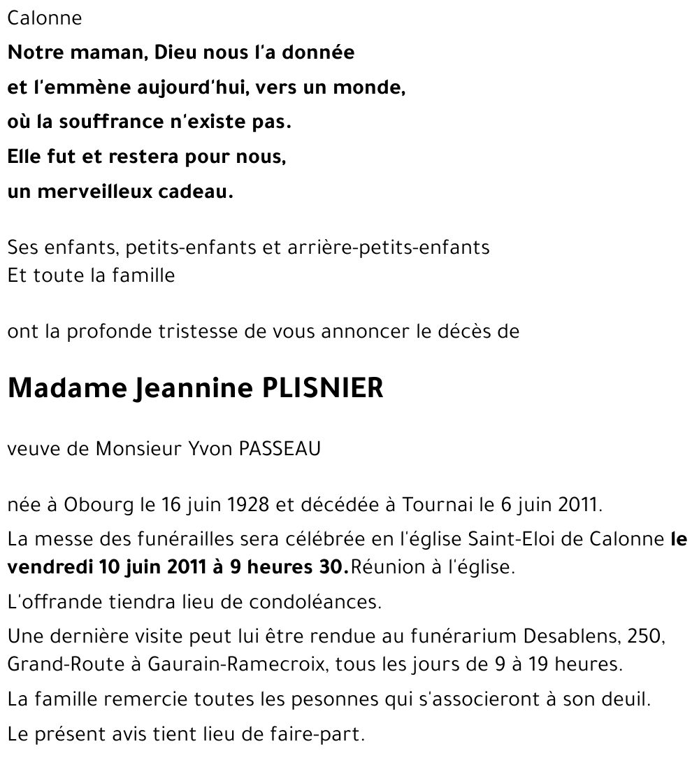 Jeannine PLISNIER