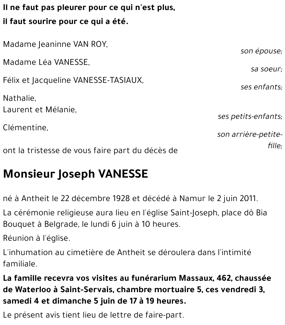 Joseph VANESSE