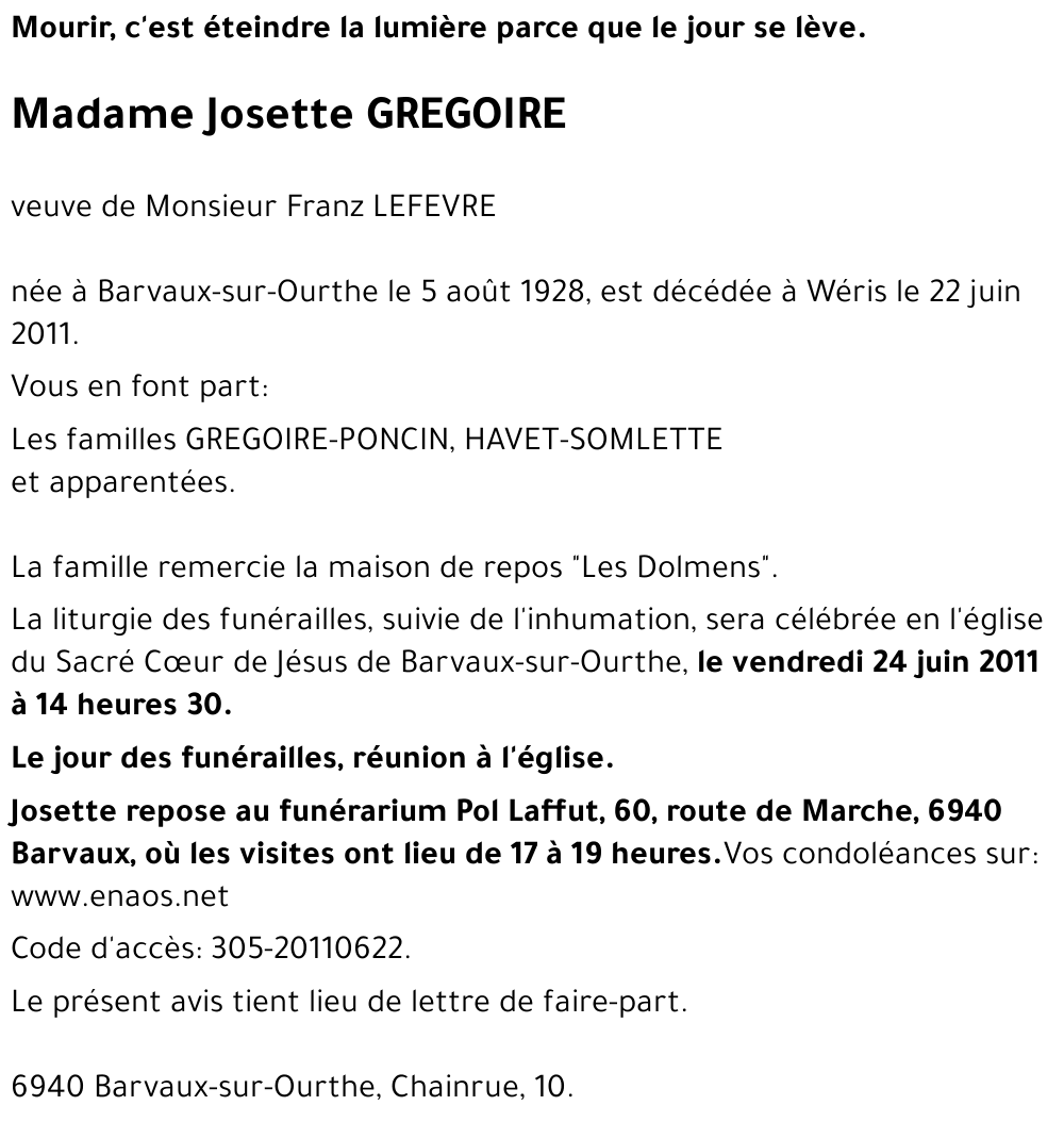 Josette GREGOIRE