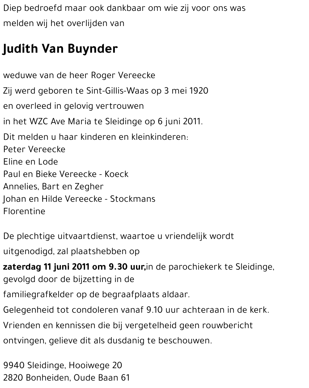 Judith Van Buynder