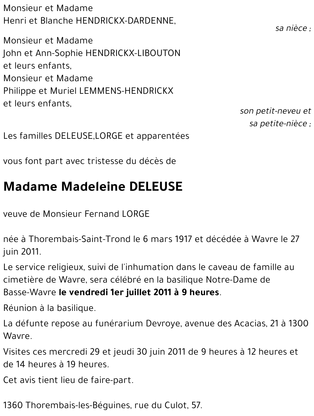 Madeleine DELEUSE