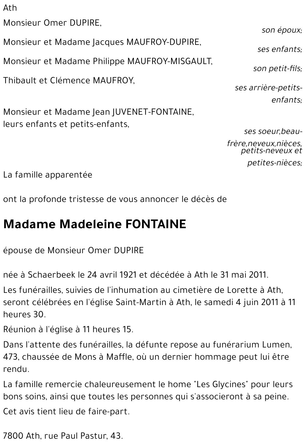 Madeleine Fontaine