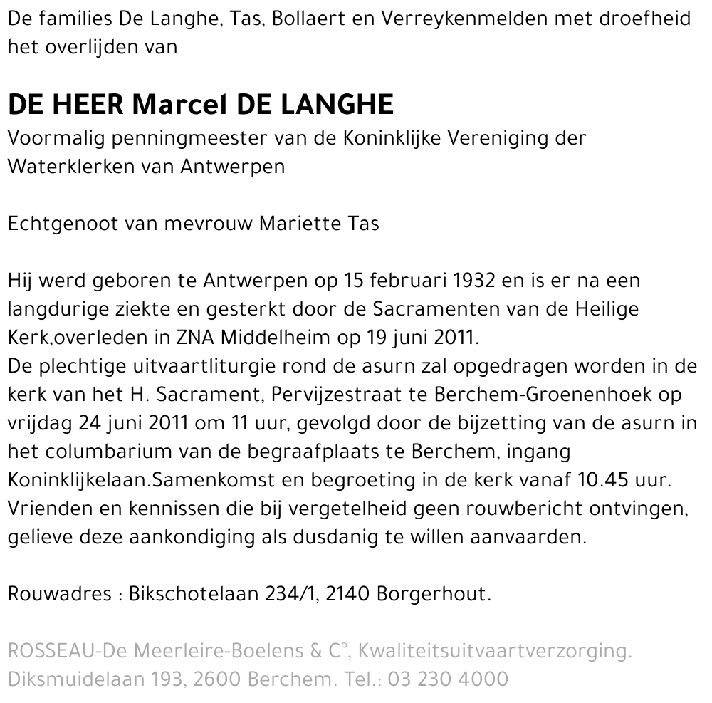 Marcel De Langhe