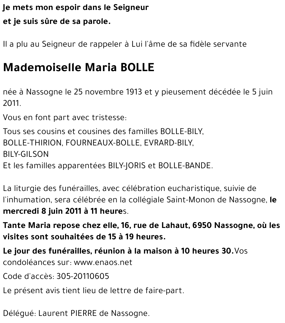 Maria BOLLE