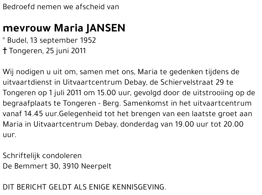 Maria JANSEN