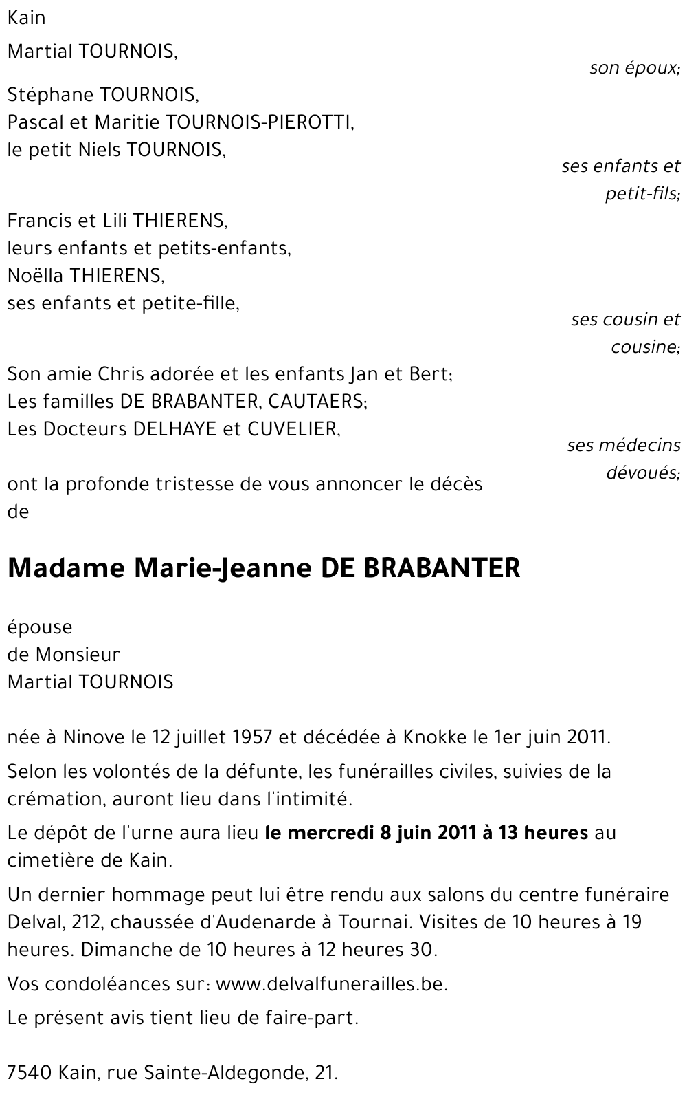 Marie-Jeanne DE BRABANTER