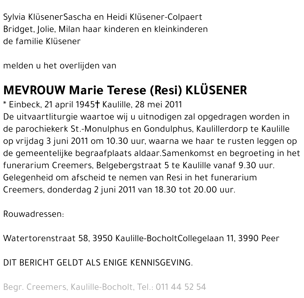 Marie Terese Klüsener