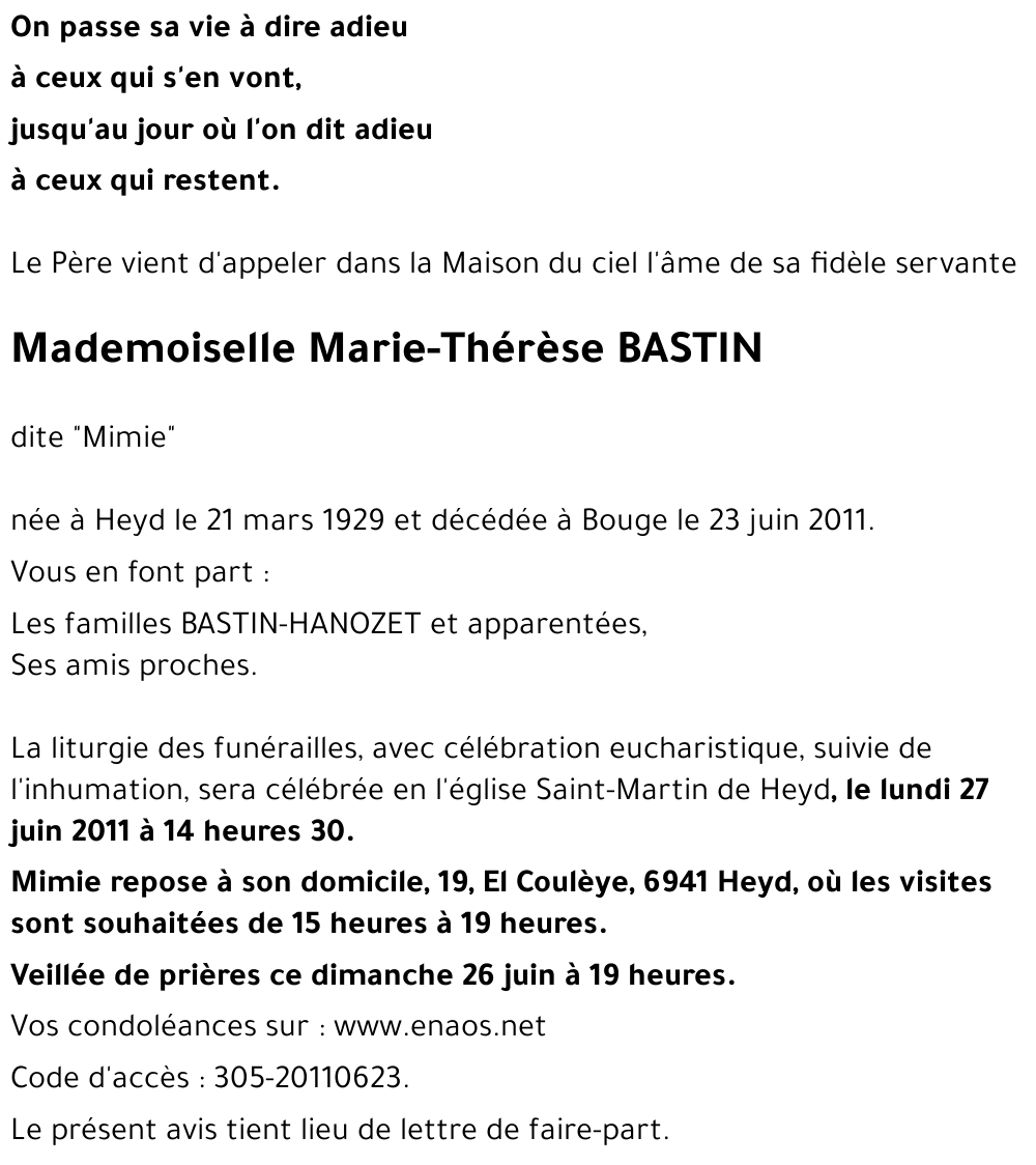 Marie-Thérèse BASTIN