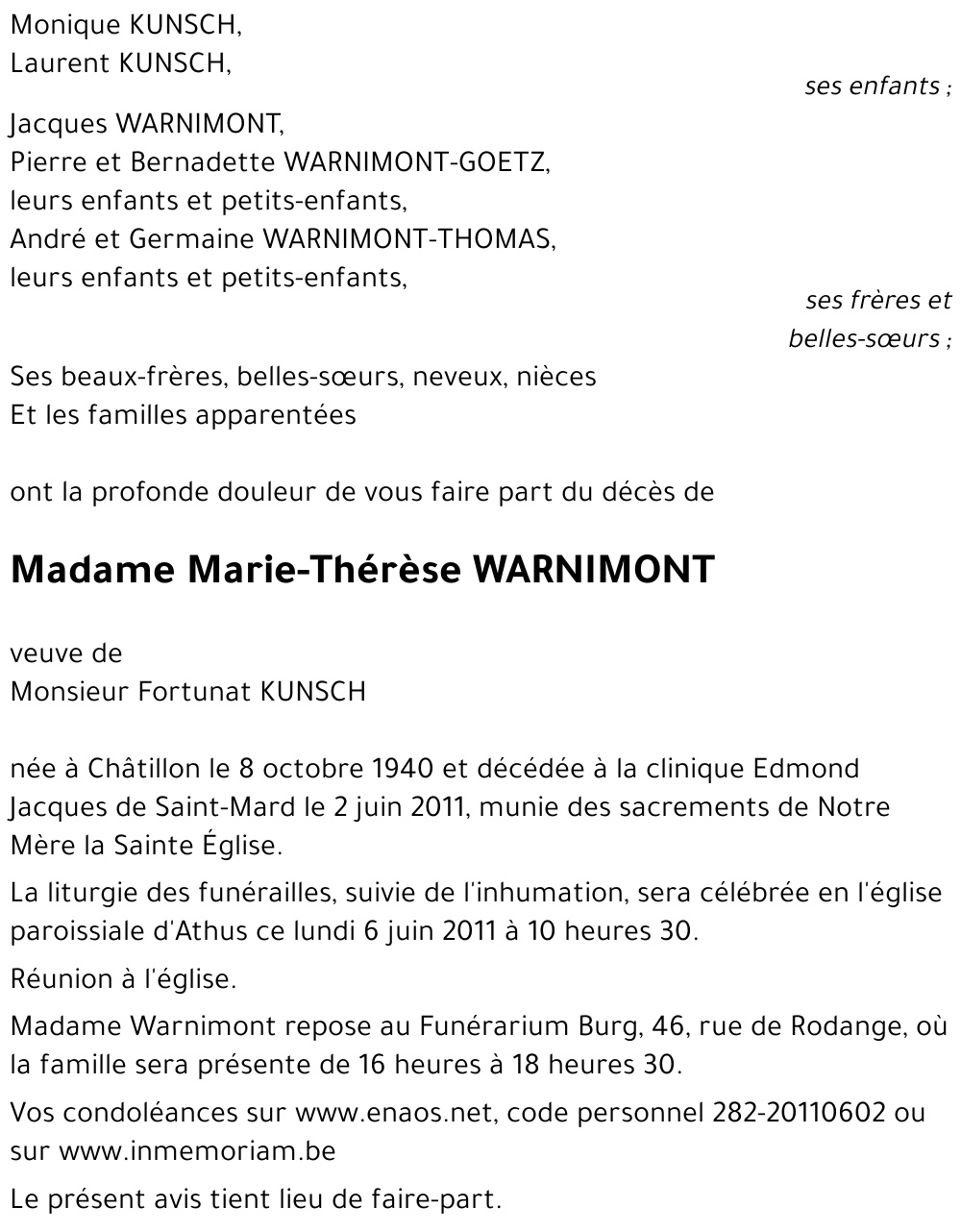 Marie-Thérèse WARNIMONT