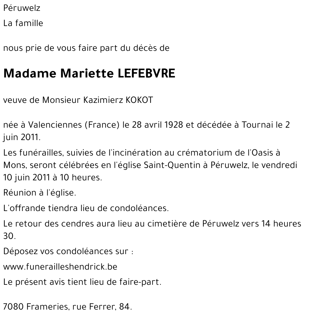 Mariette LEFEBVRE