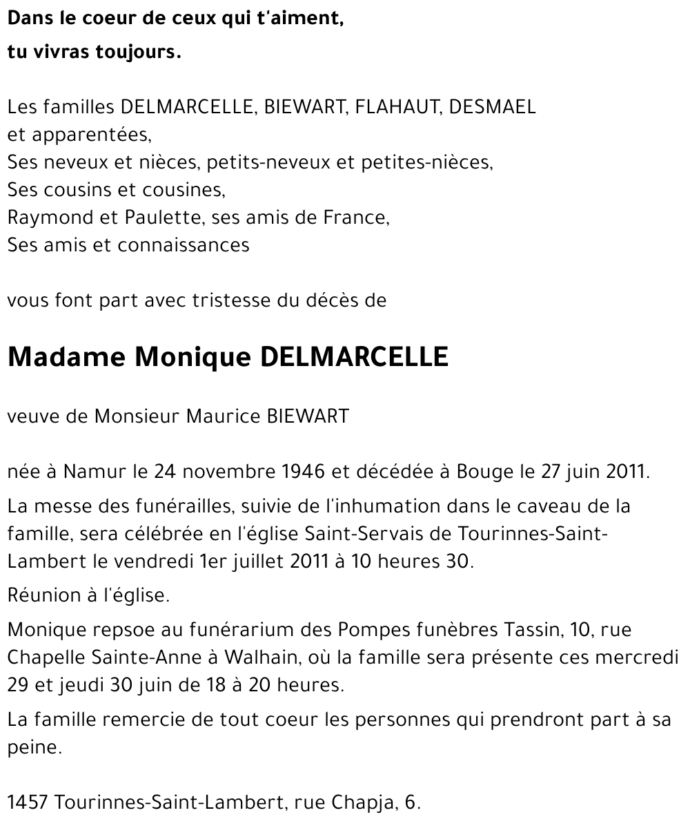 Monique DELMARCELLE