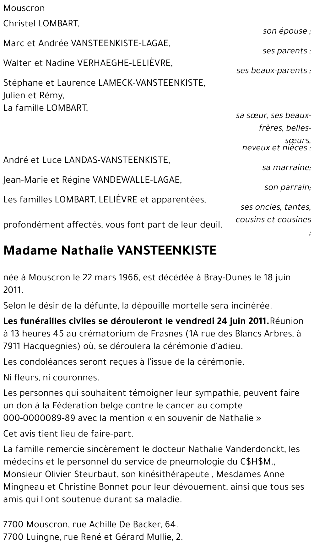 Nathalie VANSTEENKISTE