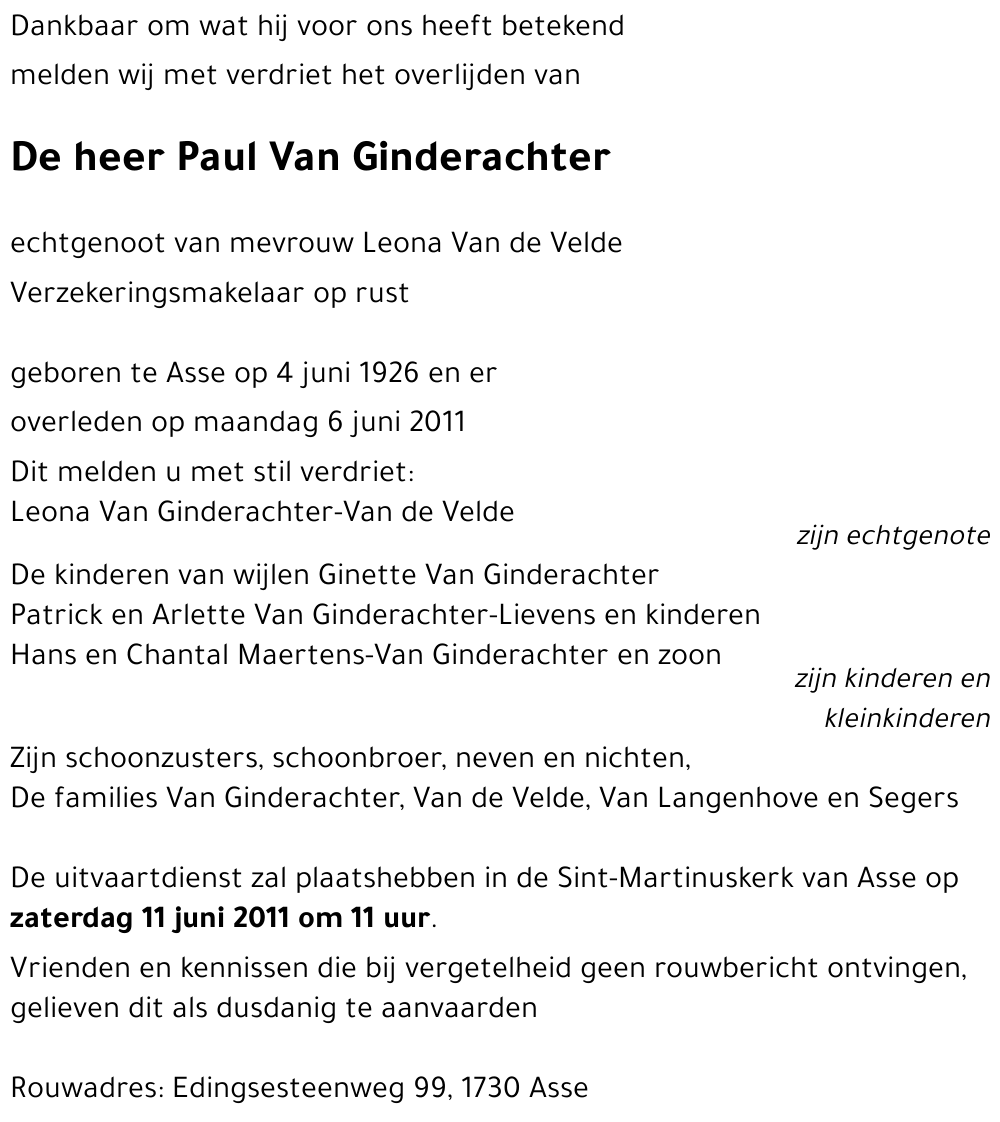 Paul VAN GINDERACHTER