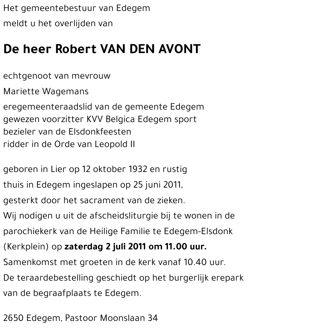 Robert Van den Avont