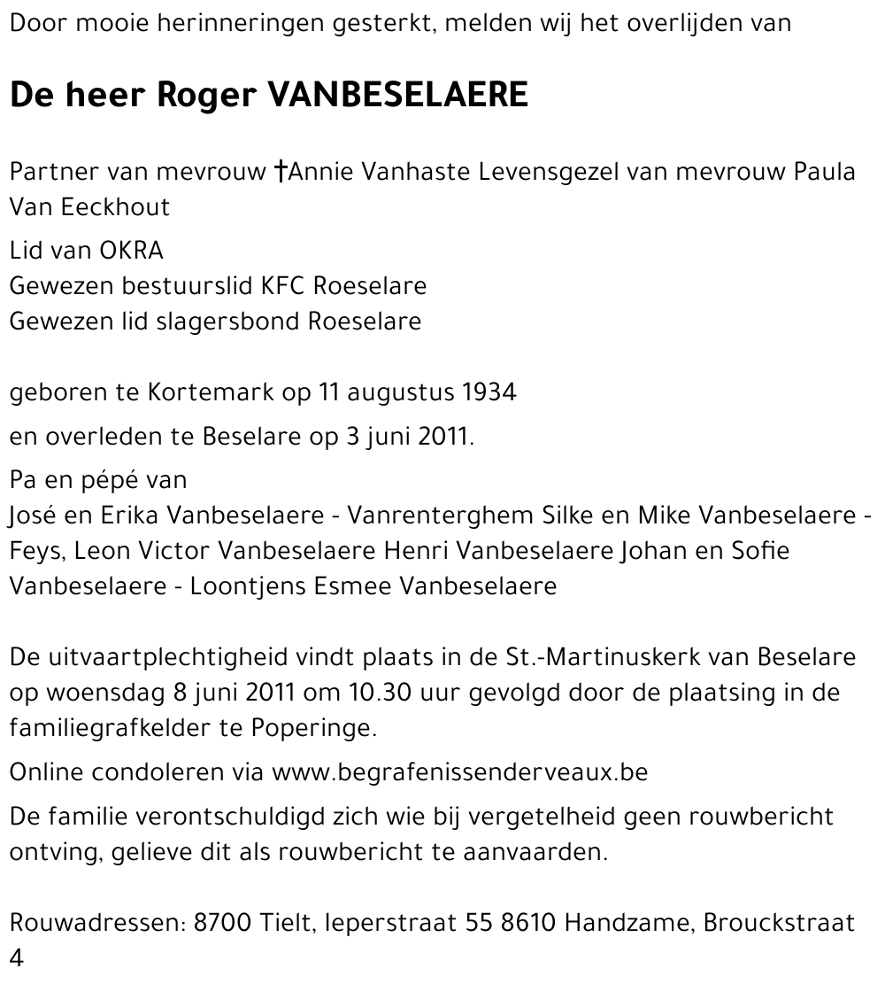Roger VANBESELAERE