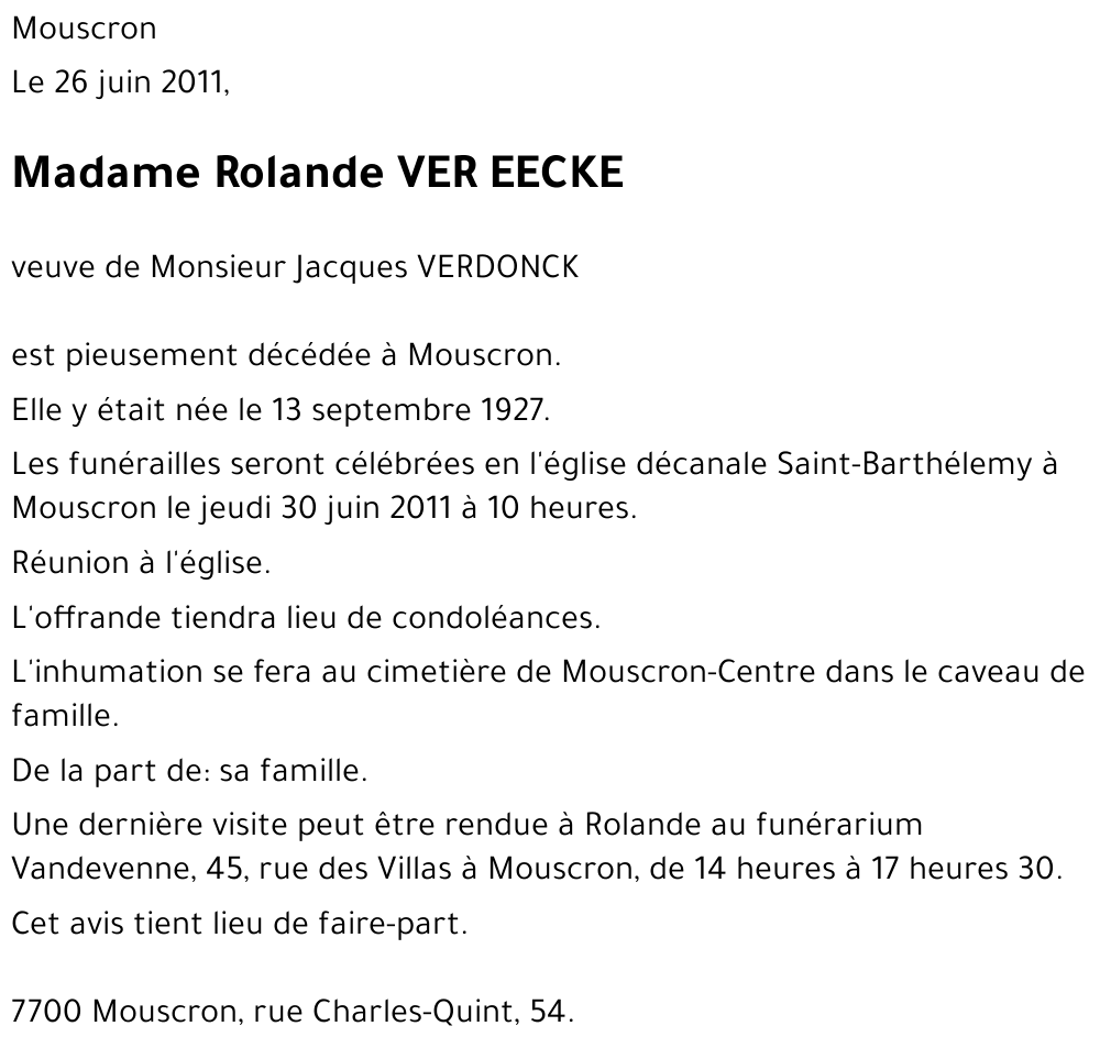 Rolande VER EECKE