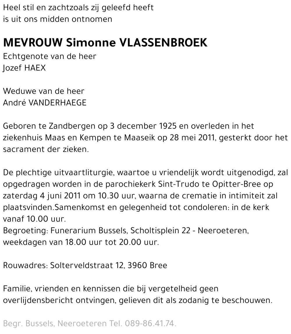 Simonne VLASSENBROEK