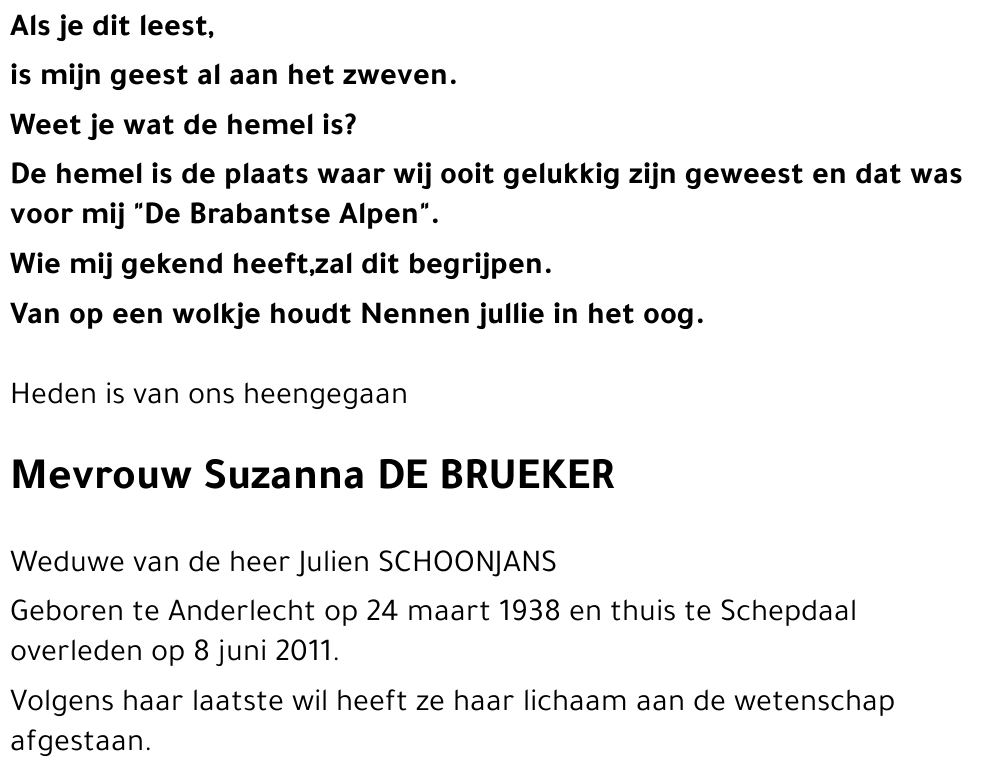 Suzanna DE BRUEKER