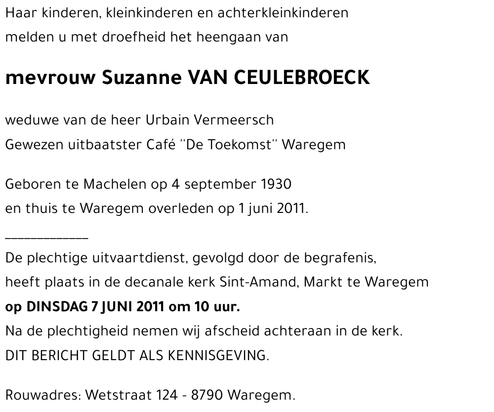 Suzanne VAN CEULEBROECK