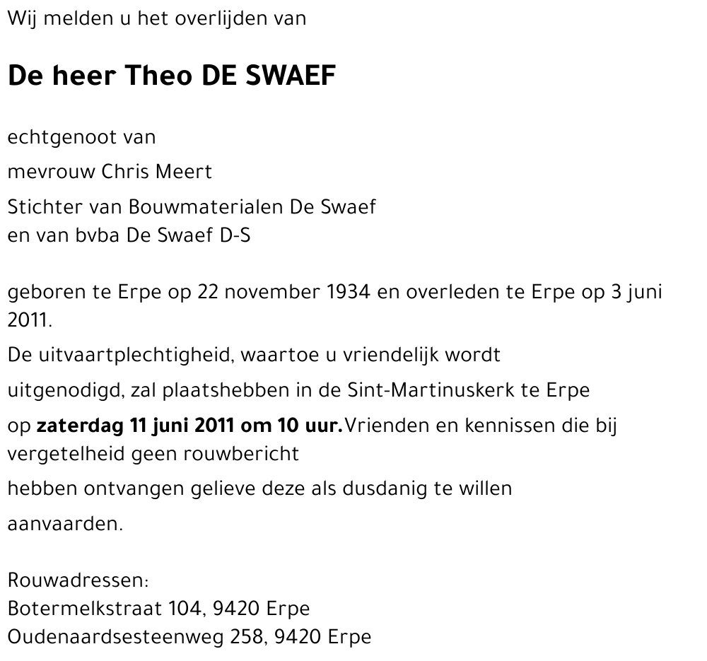 Theo DE SWAEF