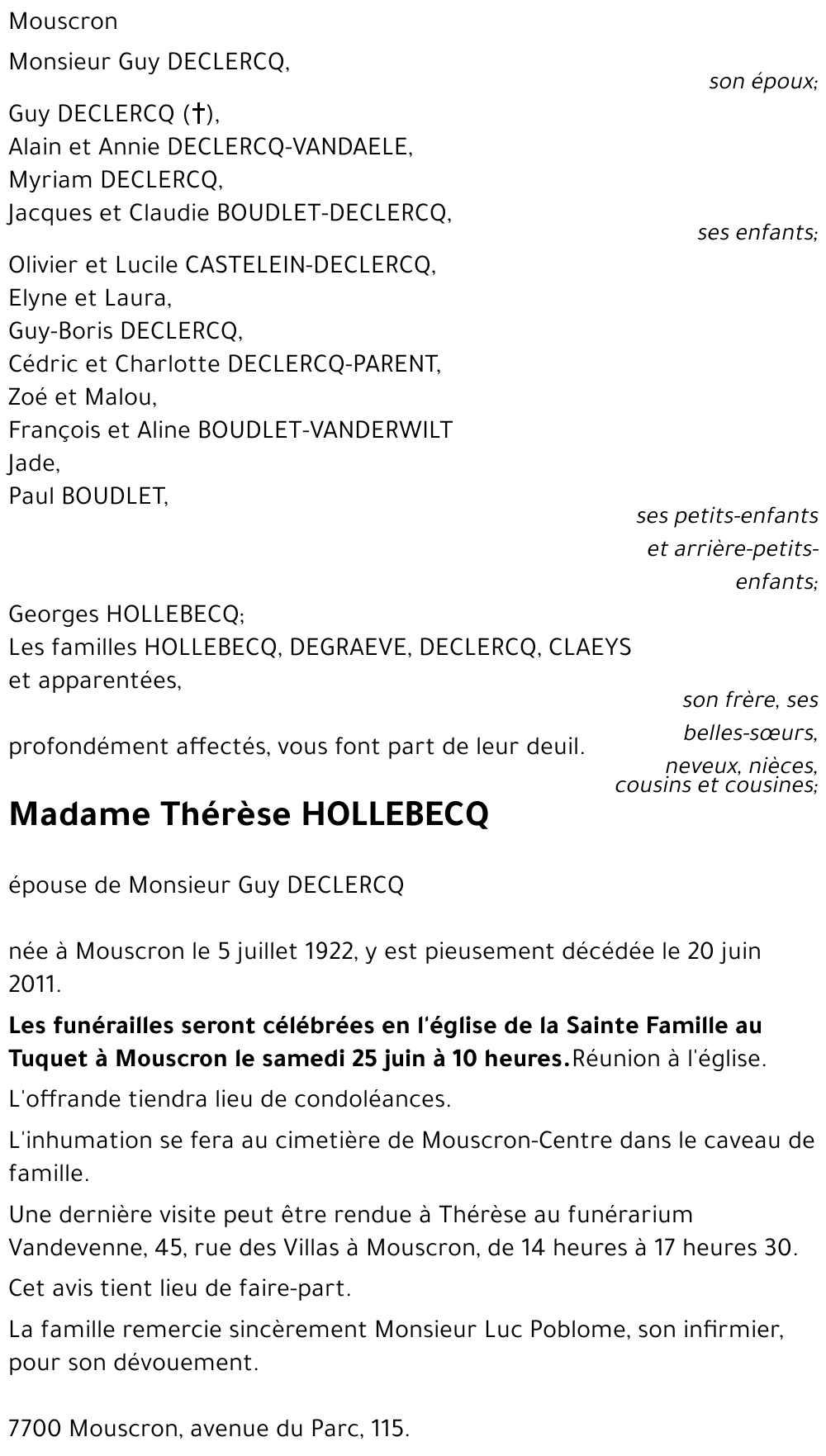 Thérèse HOLLEBECQ