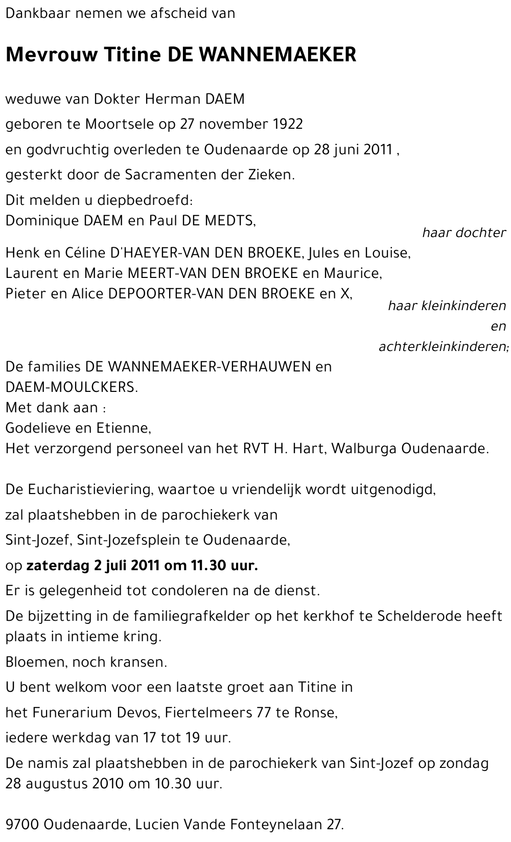 Titine DE WANNEMAEKER