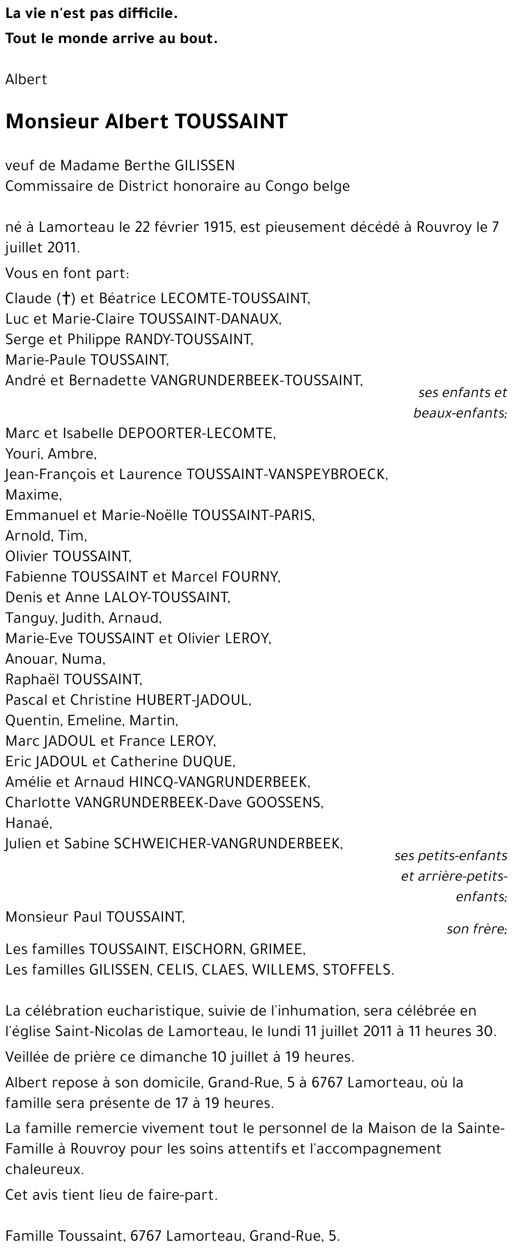 Albert TOUSSAINT