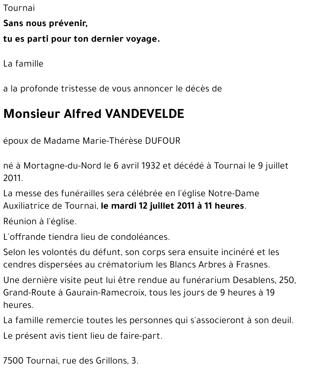 Alfred VANDEVELDE