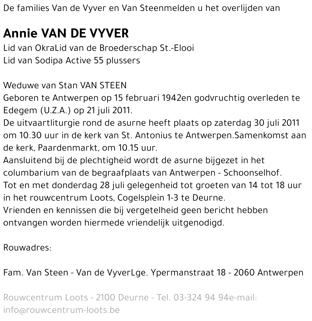 Annie Van de Vyver