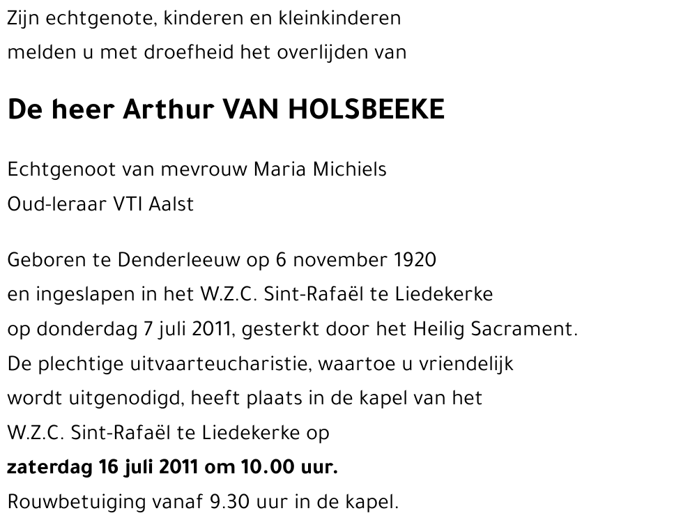 Arthur VAN HOLSBEEKE