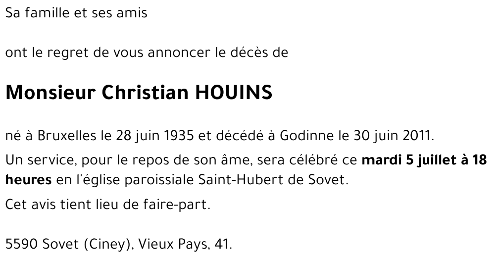 Christian HOUINS