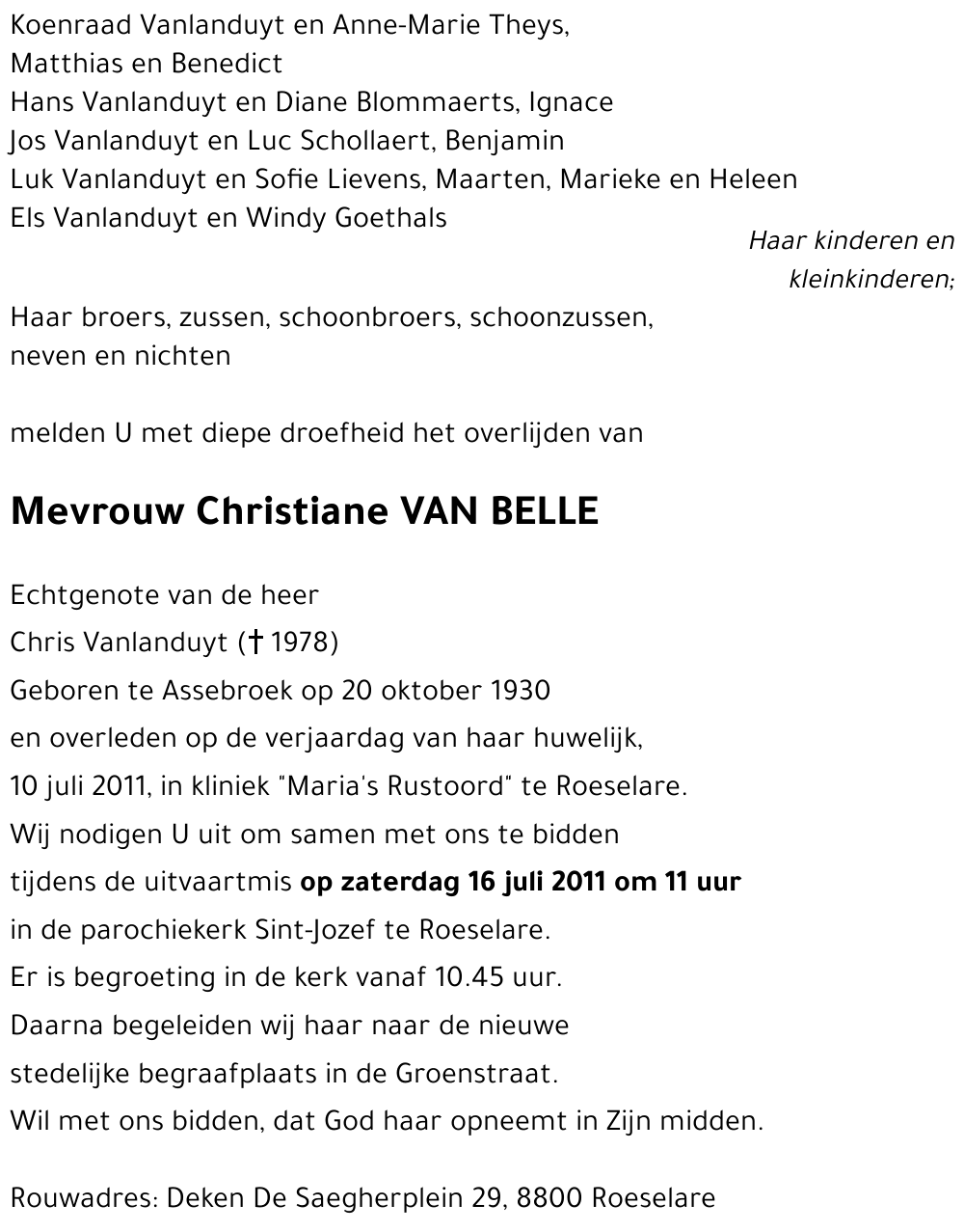 Christiane VAN BELLE