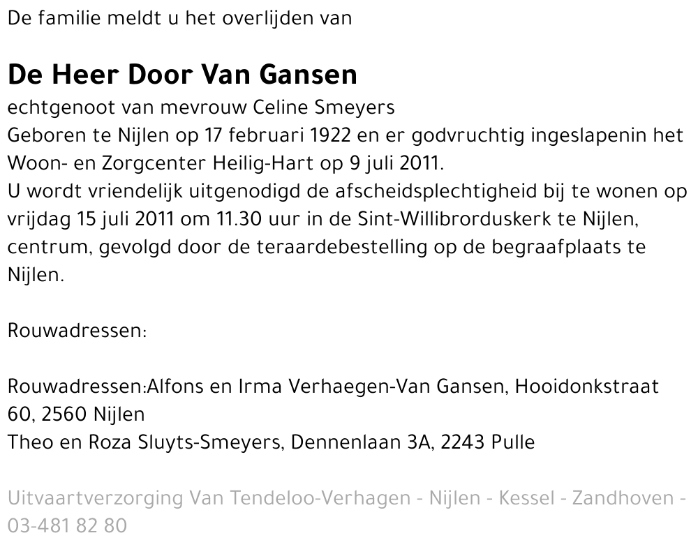 Door Van Gansen