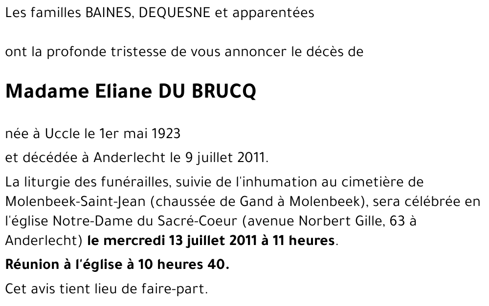 Eliane DU BRUCQ