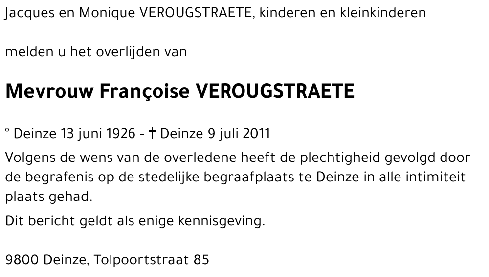 Françoise VEROUGSTRAETE