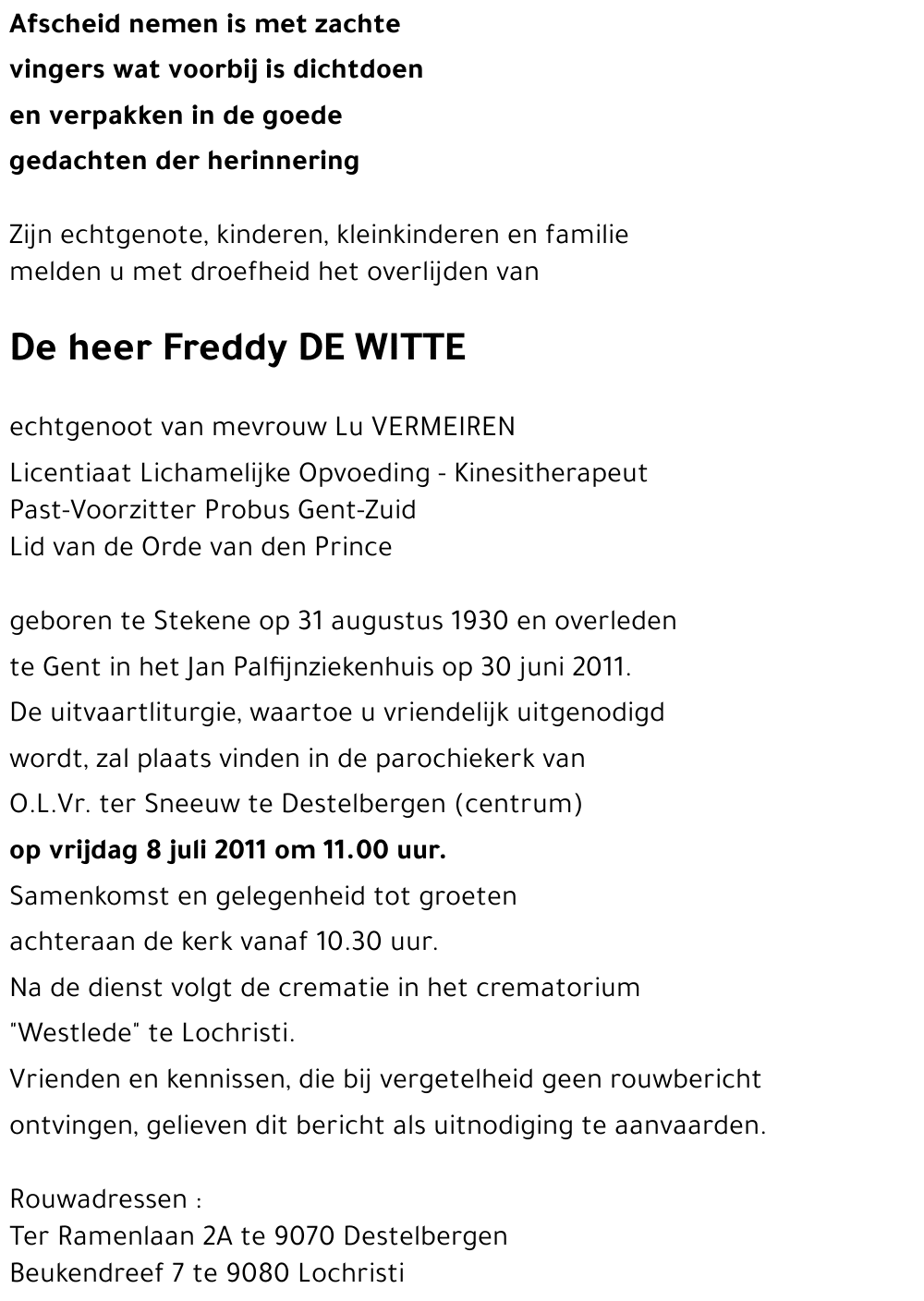Freddy DE WITTE