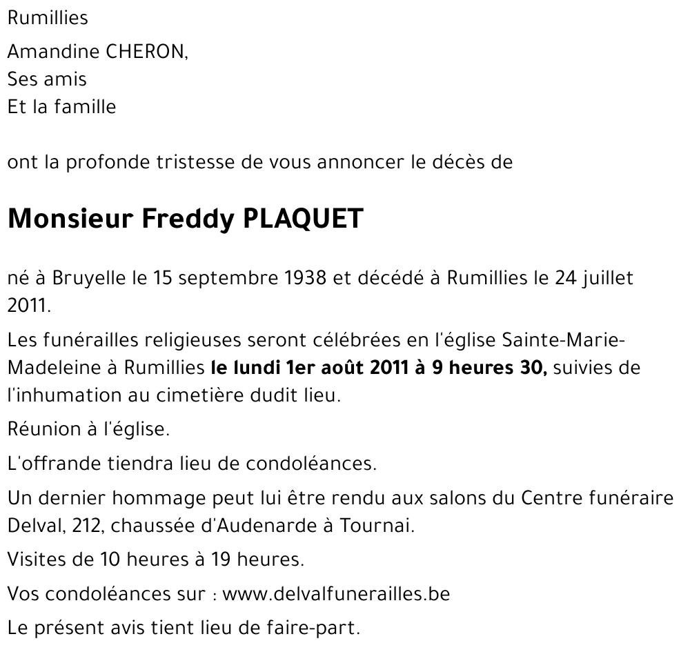 Freddy PLAQUET