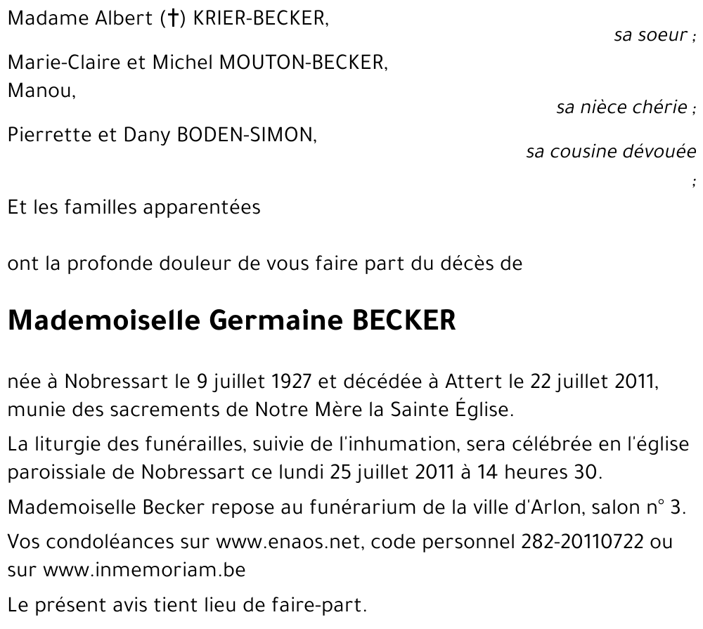 Germaine BECKER