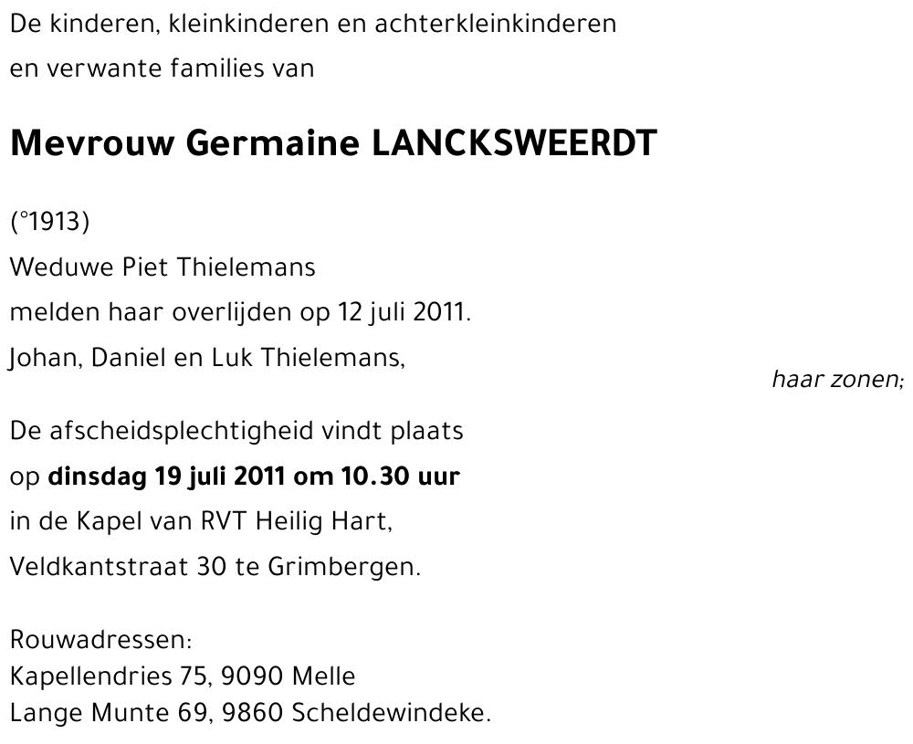 Germaine LANCKSWEERDT