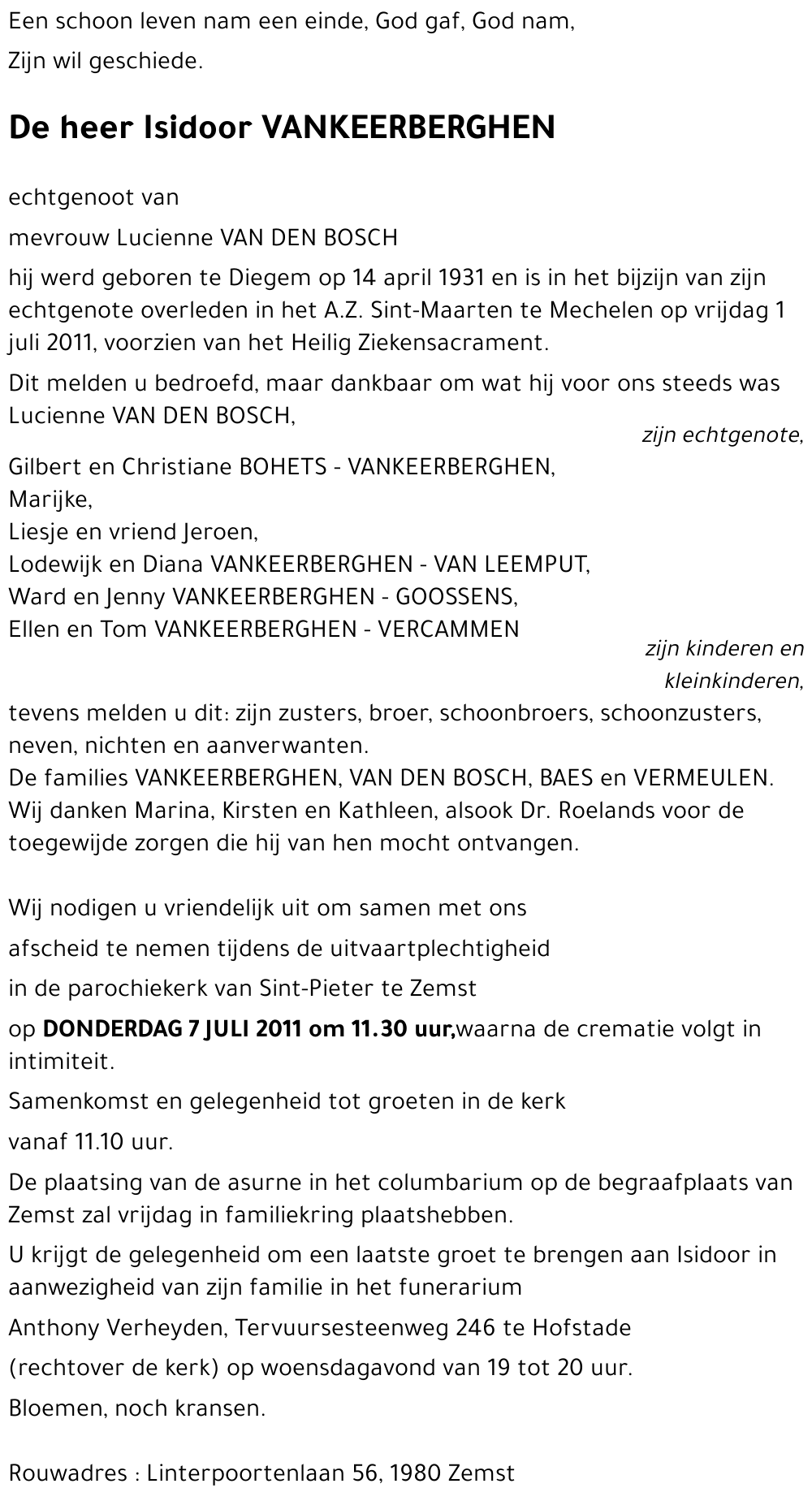 Isidoor VANKEERBERGHEN