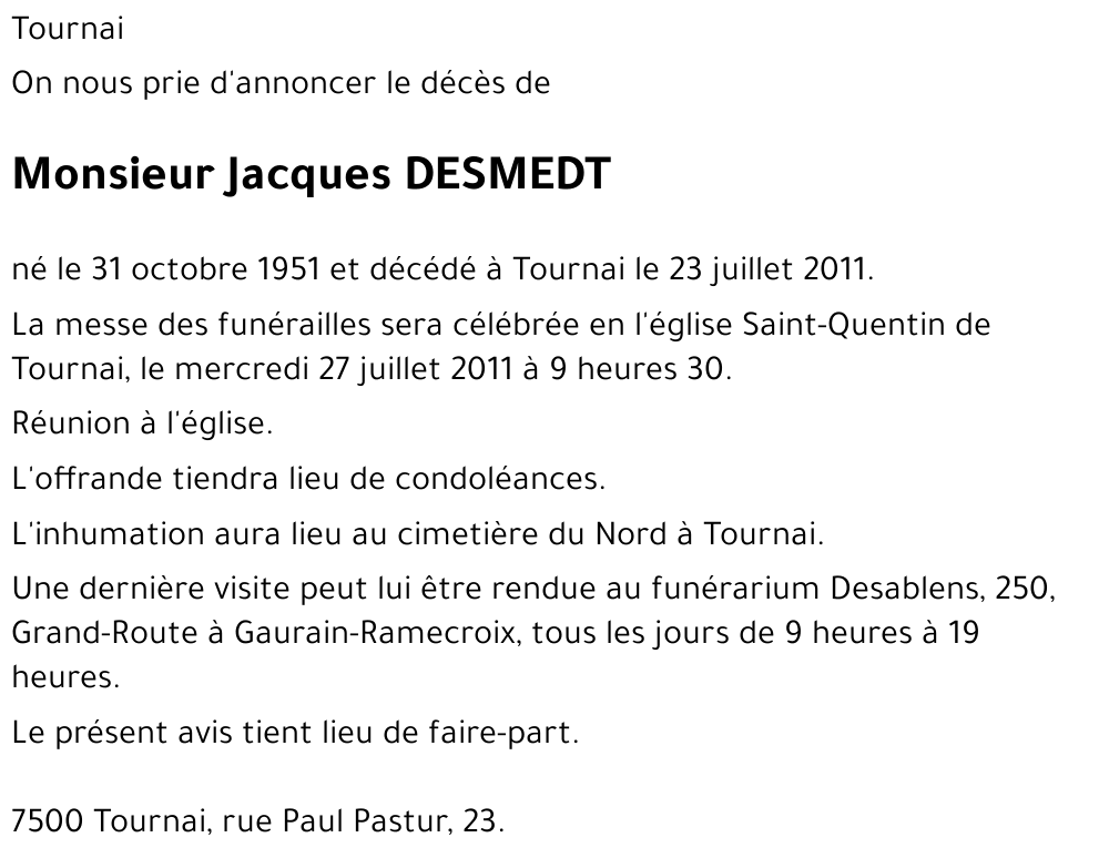 Jacques DESMEDT